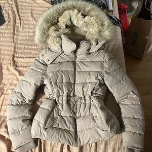 Zara Bubble Coat with Faux Fur Hood and lining